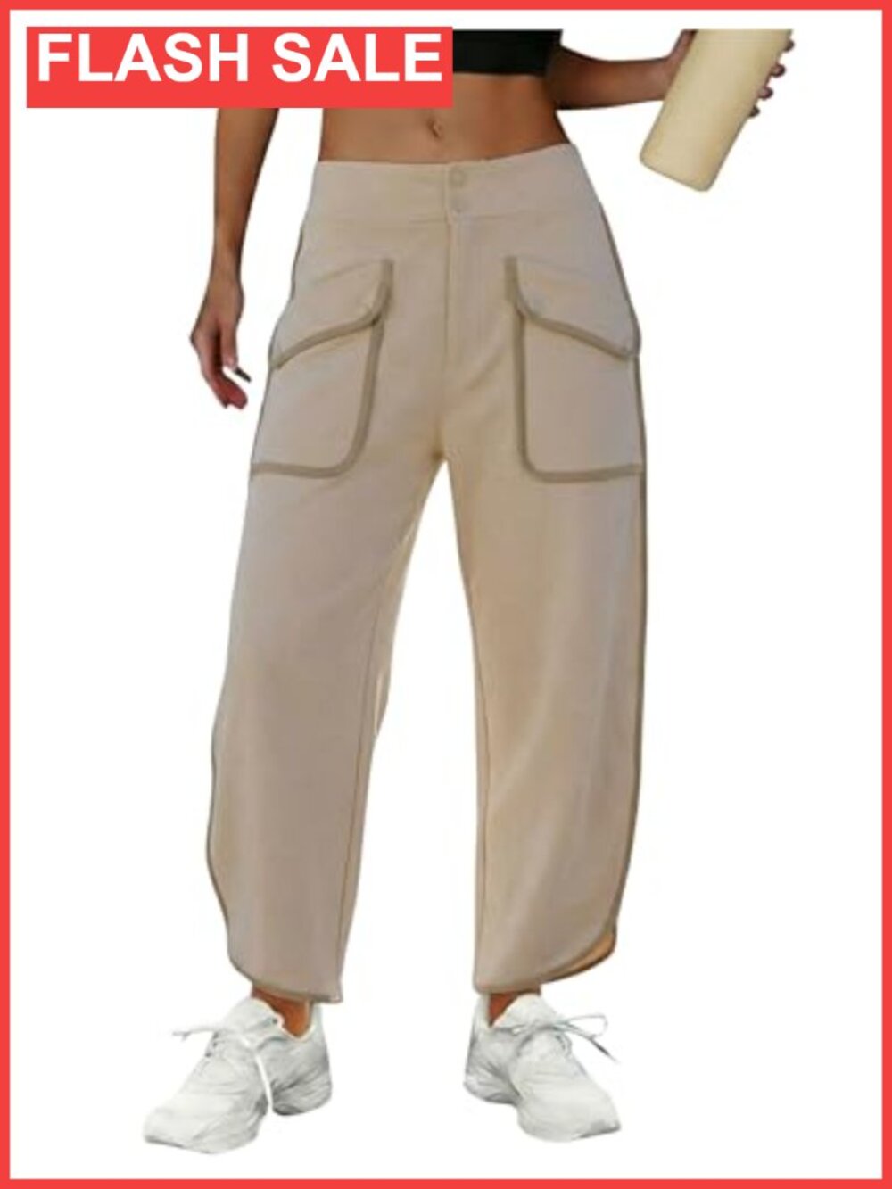 Women's Barrel Pants Baggy Wide Leg Cropped Sweatpants Lounge Trousers with